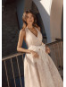 Halter Neck Ivory Lace Tulle Glitter Wedding Dress